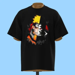     لباس طرح چهره دو نیم شده ناروتو و ساسکه