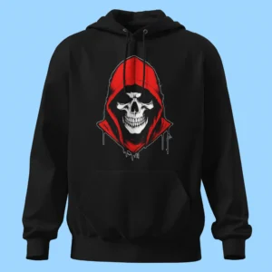 لباس طرح جمجمه با هودی قرمز