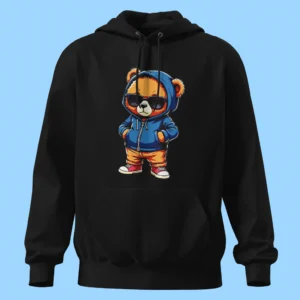     لباس طرح خرس تدی با هودی آبی