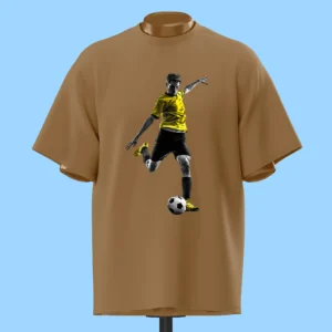 لباس طرح شوت زدن فوتبالیست زردپوش