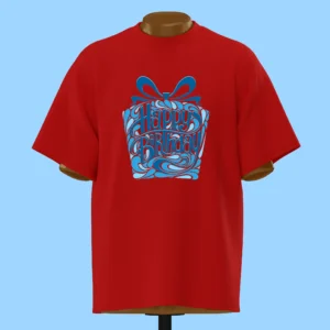 لباس طرح جعبه کادوی آبی تایپوگرافی