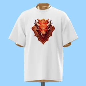 لباس طرح اژدها قرمز و نارنجی روی سپر